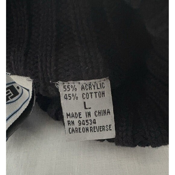 Vintage Illig Sweater Womens Large Black Turtle Neck Wide Cable Knit Thick - Picture 16 of 16